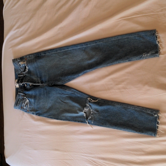 AGOLDE High Waisted Blue Ripped Jeans - Picture 4 of 13